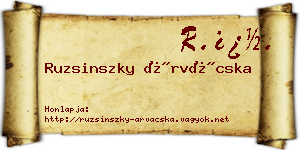 Ruzsinszky Árvácska névjegykártya